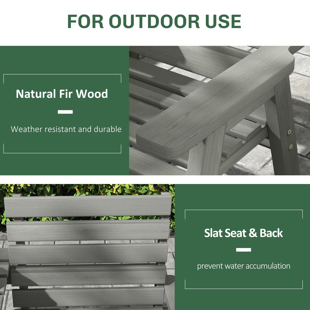 Fir Wood Convertible 2 to 3 Seater Outdoor Garden Bench - Velmora
