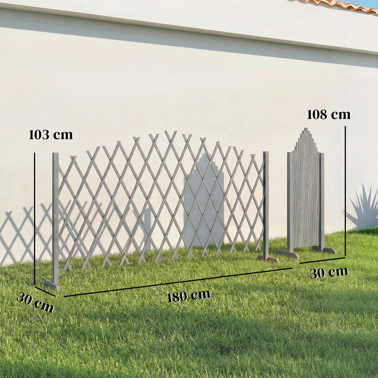Fir Wood Expanding Garden Fence Panels 180cm Wide in Set Of 2 - Velmora