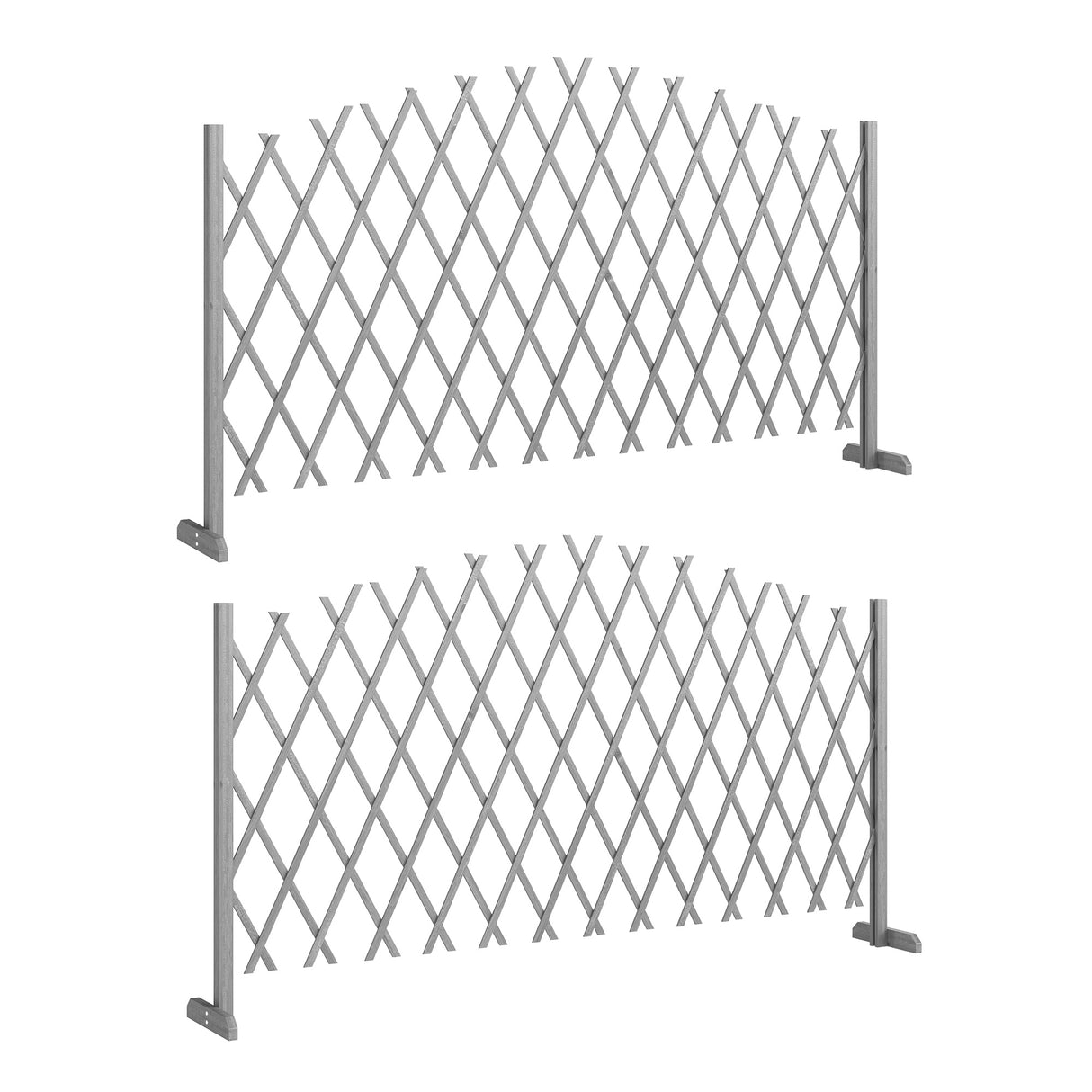 Fir Wood Expanding Garden Fence Panels 180cm Wide in Set Of 2 - Velmora