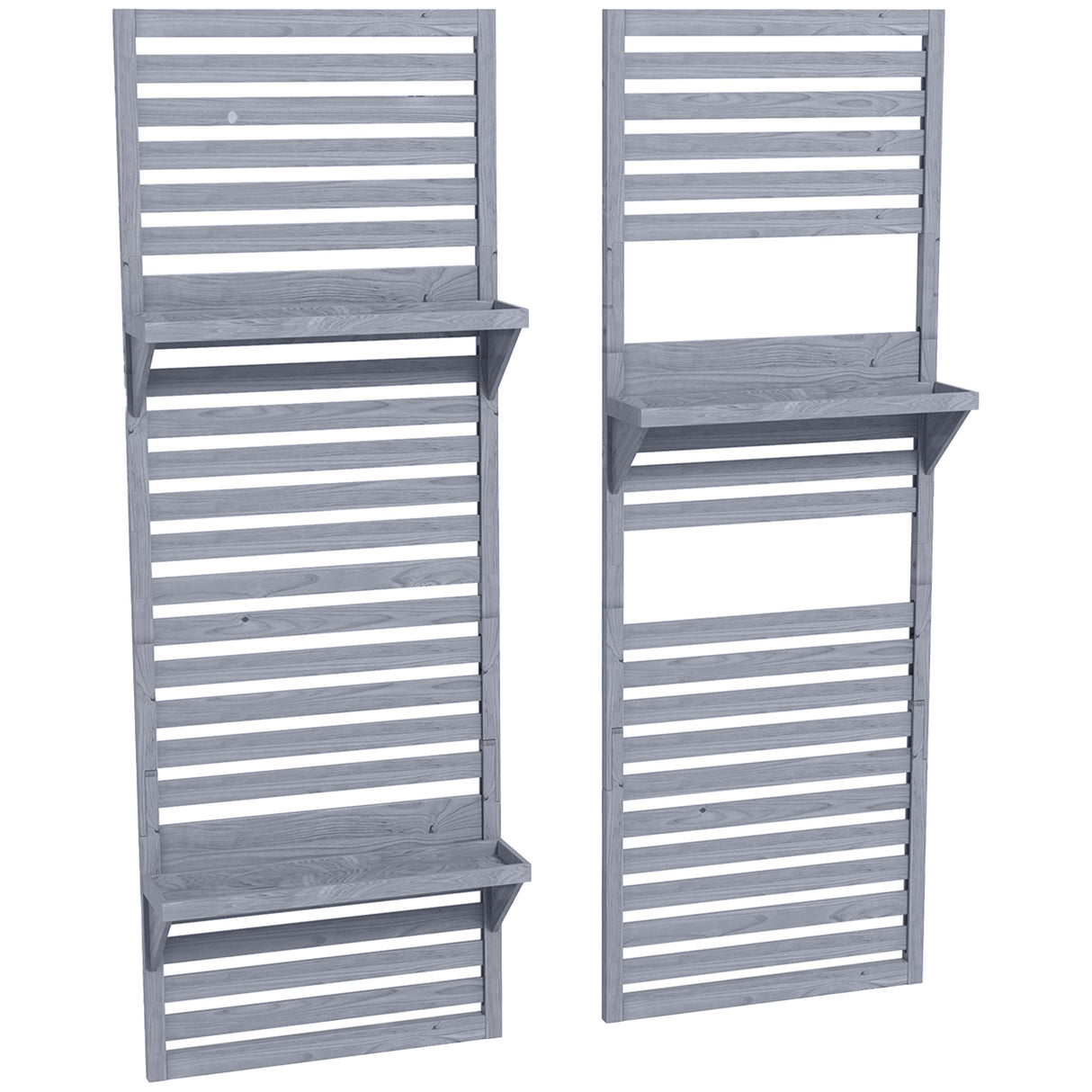 Fir Wood Flower Stand With Shelves 60cm Wide in Set Of 2 - Velmora