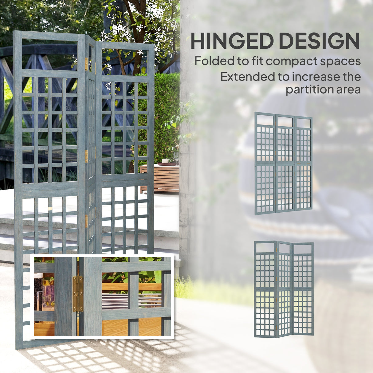 Fir Wood Foldable Garden Privacy Screen 120cm Wide - Velmora