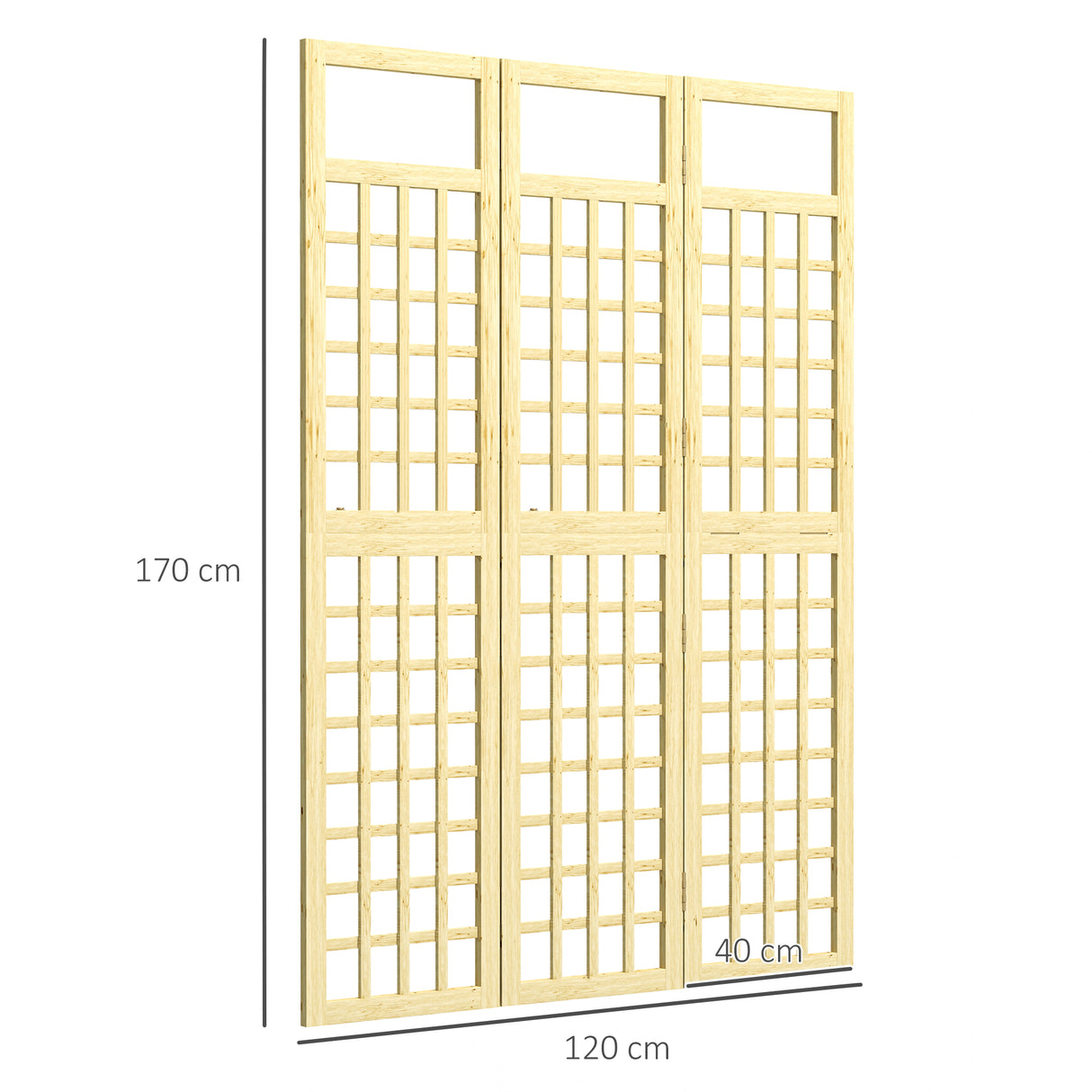 Fir Wood Foldable Garden Privacy Screen 120cm Wide - Velmora