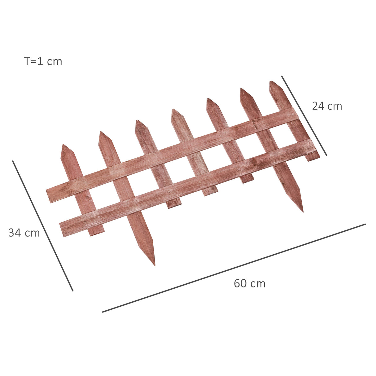 Fir Wood Garden Fixed Picket Fence Panels 60cm Wide in Set Of 12 - Velmora