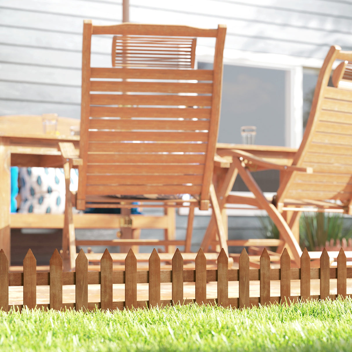 Fir Wood Garden Fixed Picket Fence Panels 60cm Wide in Set Of 12 - Velmora