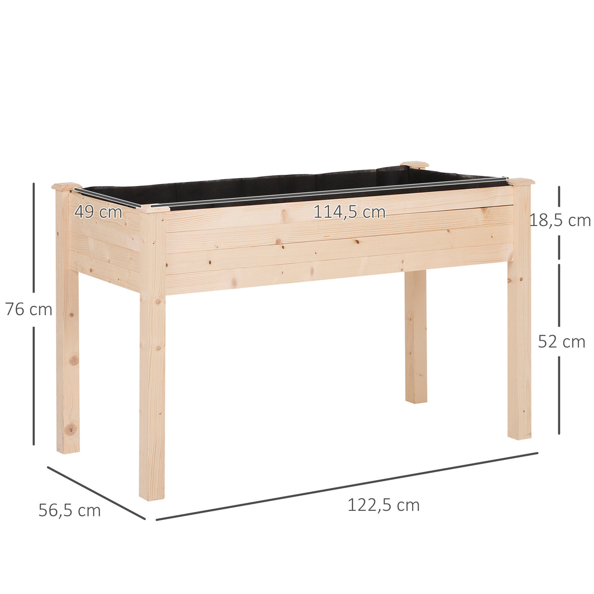 Fir Wood Outdoor Garden Planter Box 122.5cm Wide - Velmora