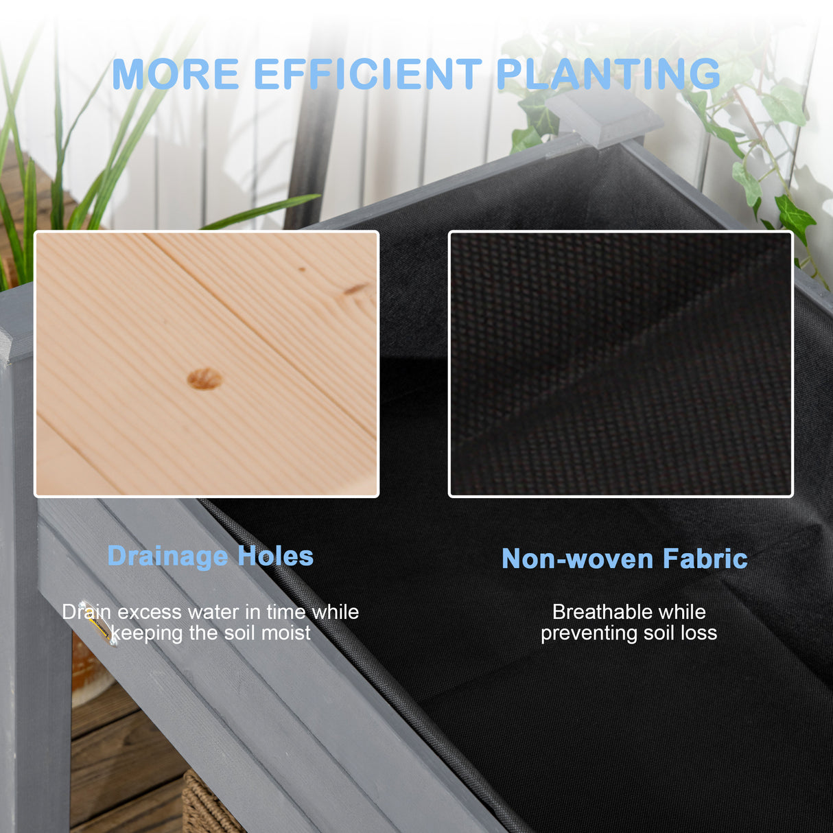 Fir Wood Outdoor Garden Planter Box 122.5cm Wide - Velmora