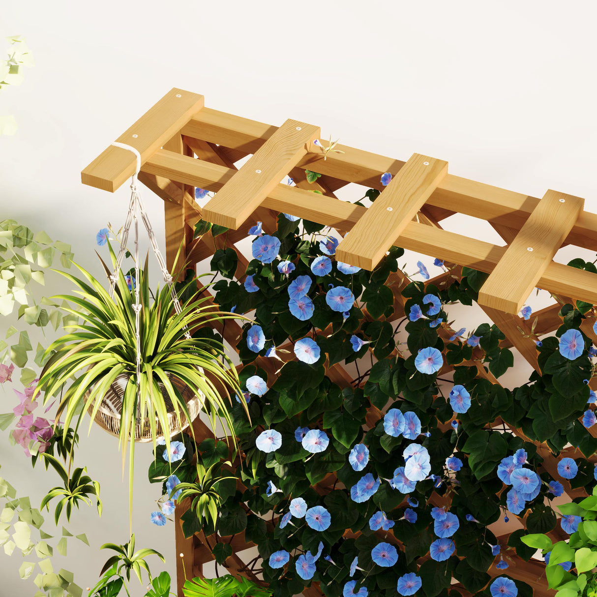 Fir Wood Outdoor Garden Planter Box 64cm Wide - Velmora