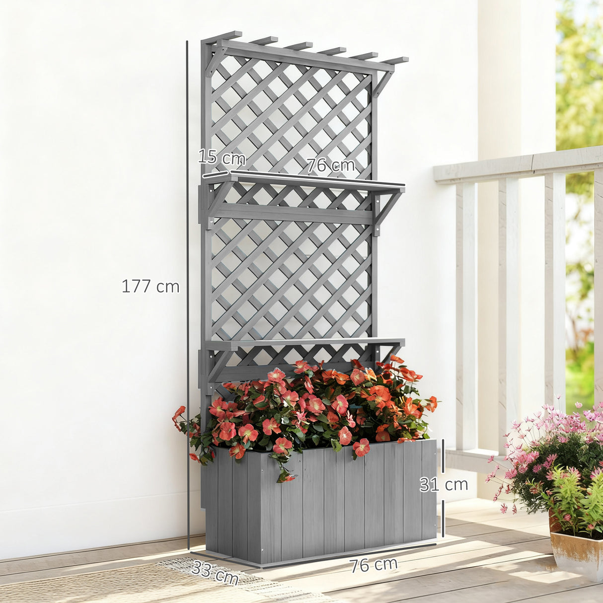 Fir Wood Outdoor Garden Planter Box 76cm Wide - Velmora