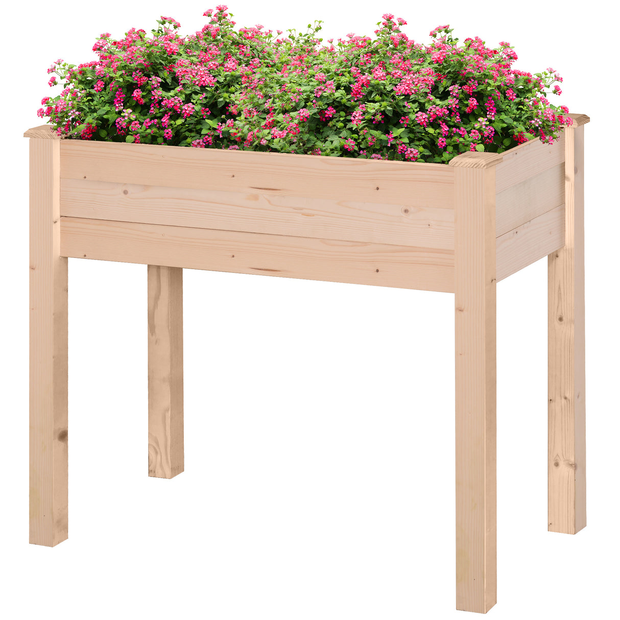 Fir Wood Outdoor Garden Planter Box 86cm Wide - Velmora