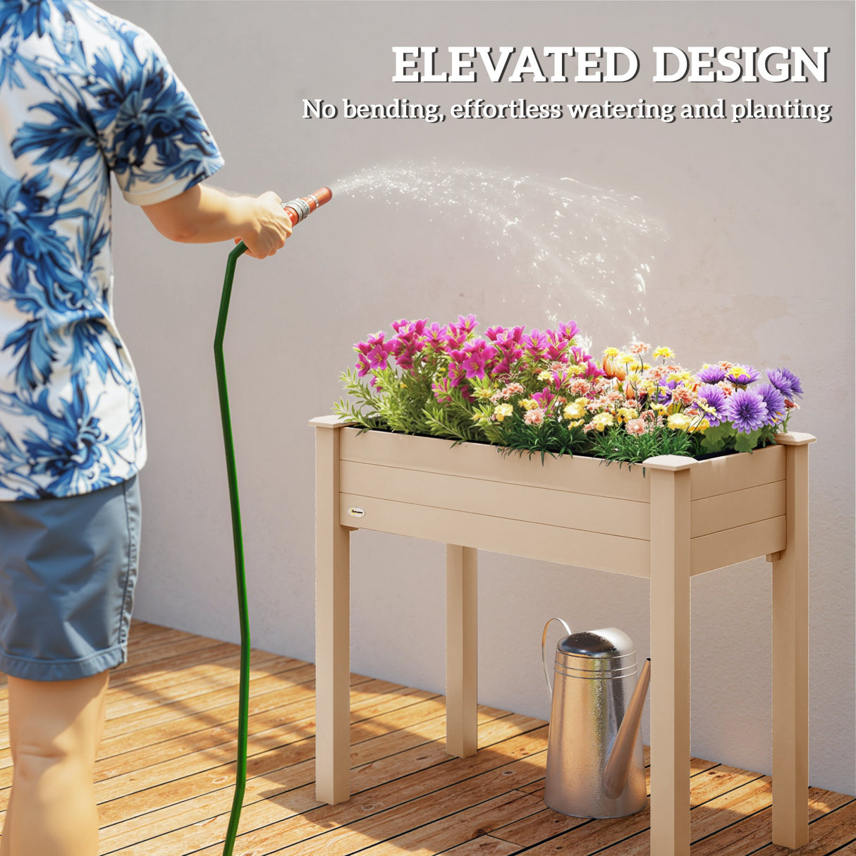 Fir Wood Outdoor Garden Planter Box 86cm Wide - Velmora