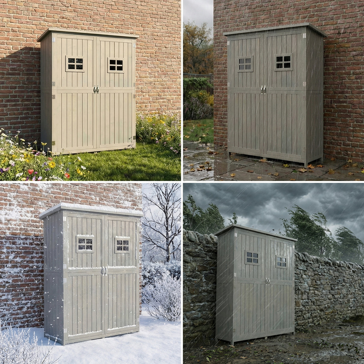 Fir Wood Outdoor Garden Shed With Two Windows - Velmora