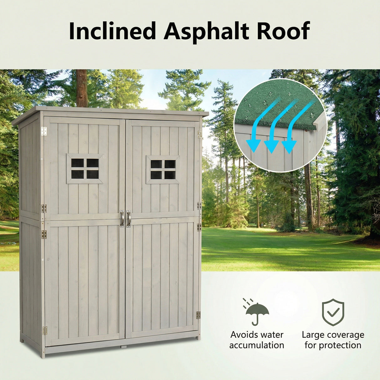 Fir Wood Outdoor Garden Shed With Two Windows - Velmora