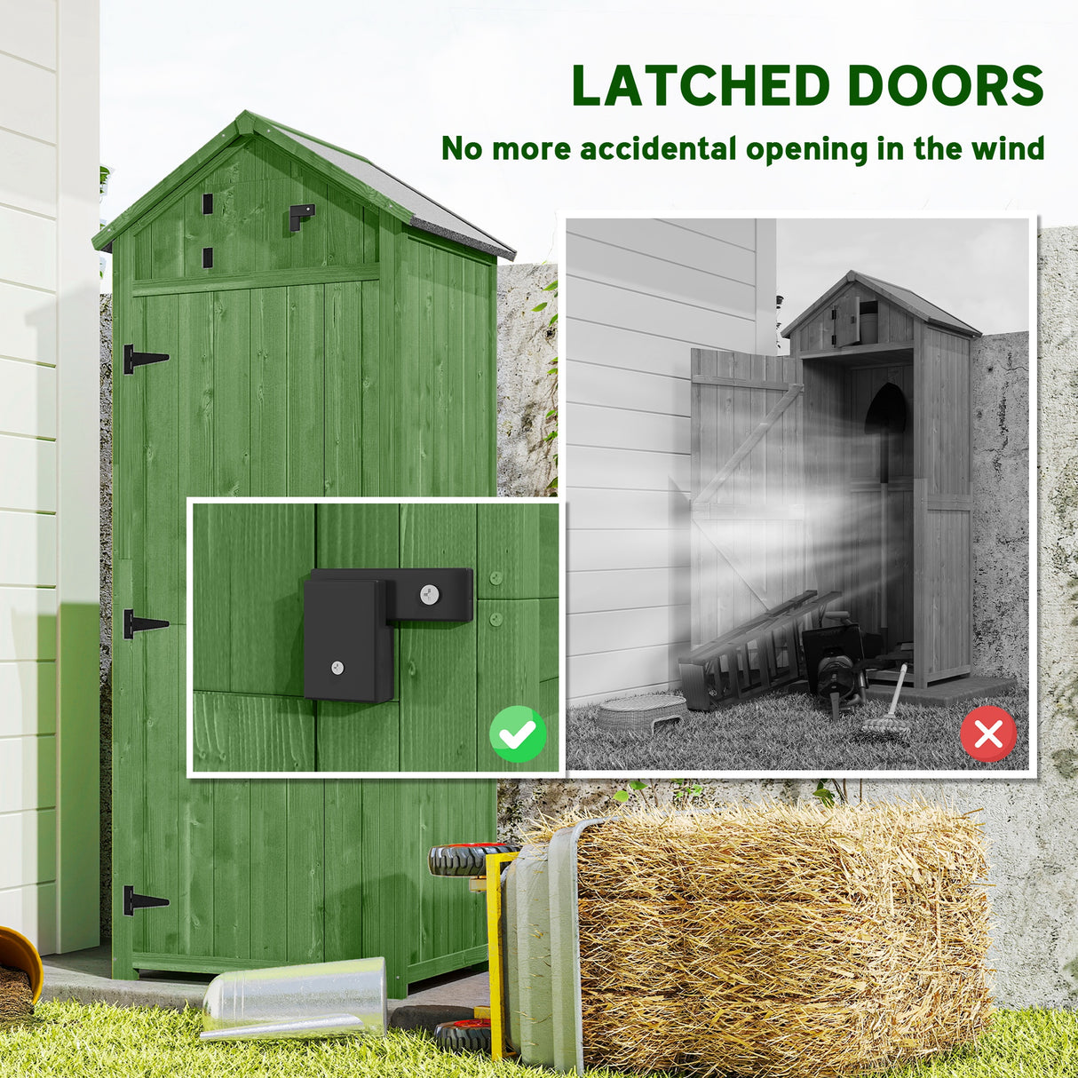 Fir Wood Outdoor Garden Storage Shed 77cm Wide - Velmora