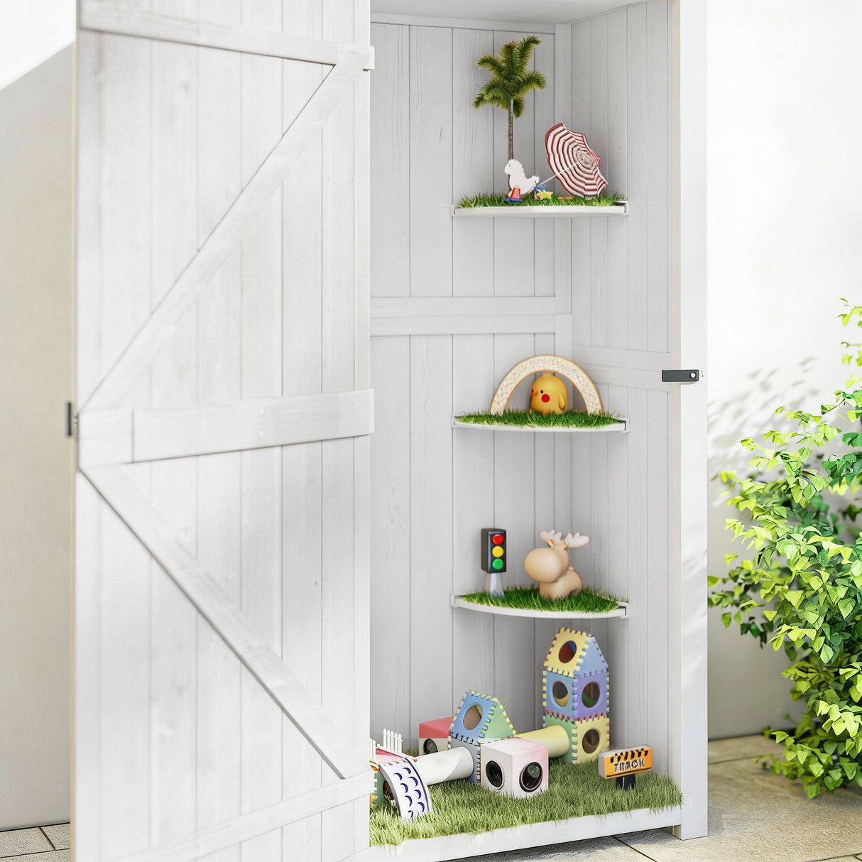 Fir Wood Outdoor Garden Storage Shed 77cm Wide - Velmora