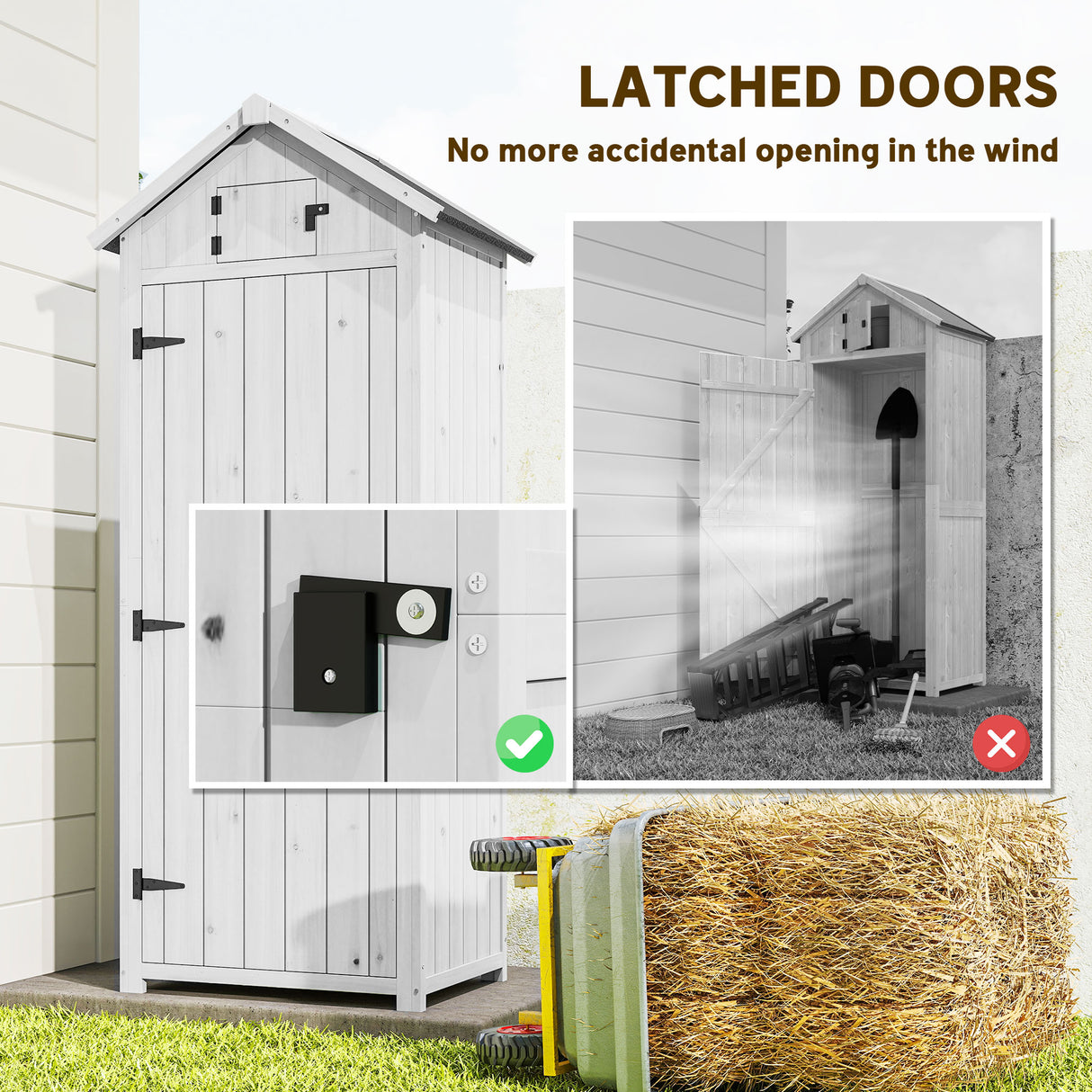 Fir Wood Outdoor Garden Storage Shed 77cm Wide - Velmora