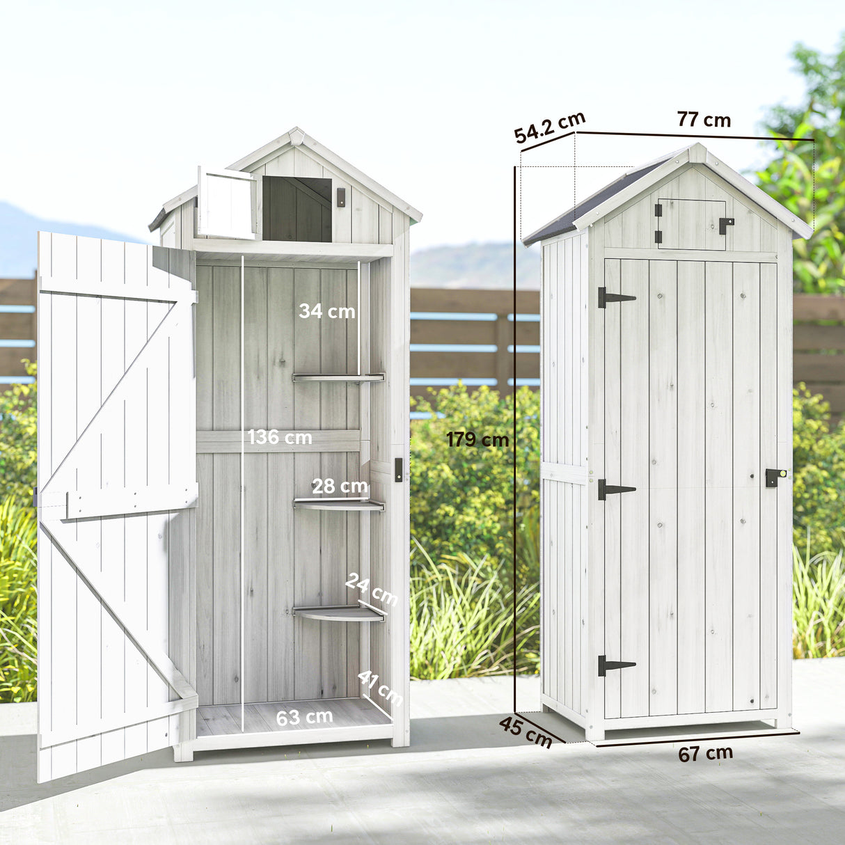 Fir Wood Outdoor Garden Storage Shed 77cm Wide - Velmora
