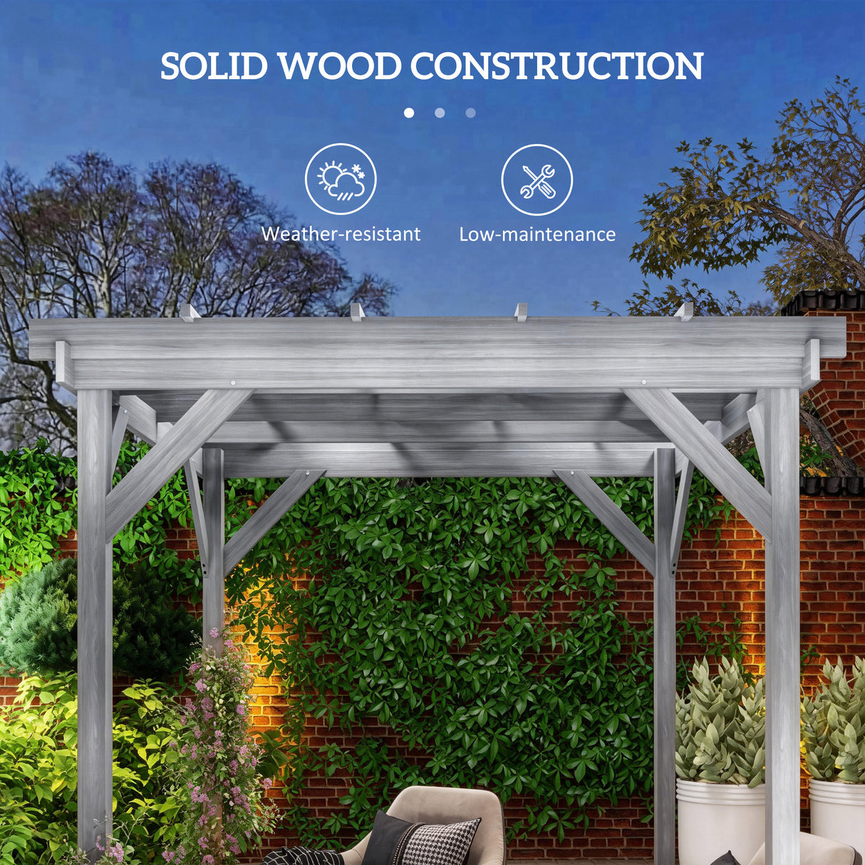Fir Wood Pergola 200cm Width x 200cm Depth - Velmora