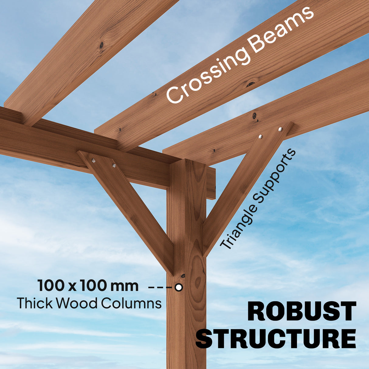 Fir Wood Pergola Gazebo Grape Trellis 300cm Width x 300cm Depth - Velmora