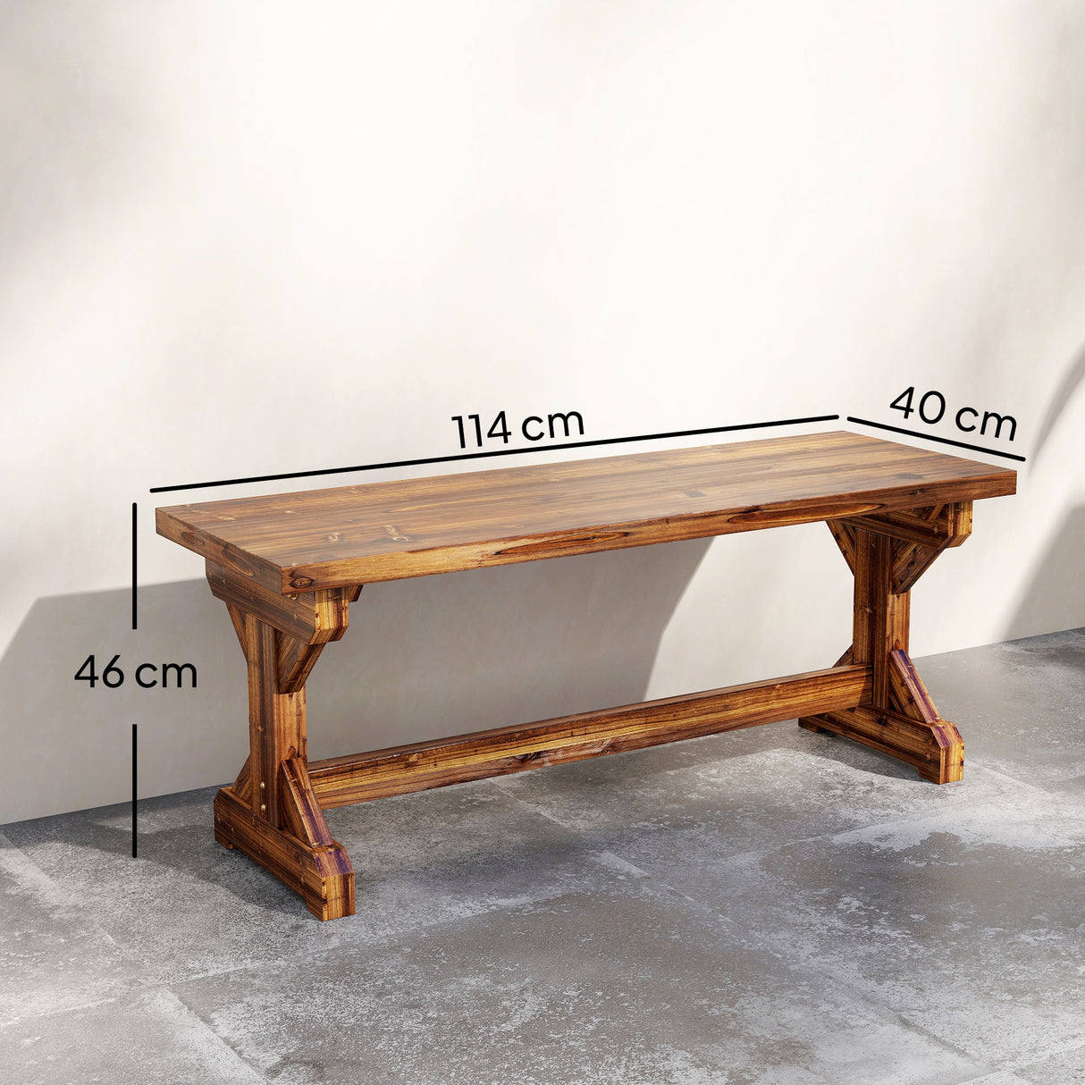 Fir Wood Rustic 2 Seater Backless Garden Bench - Velmora