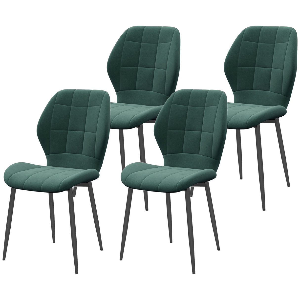 Flannel Fabric Dining Chairs in Set Of 4 - Velmora