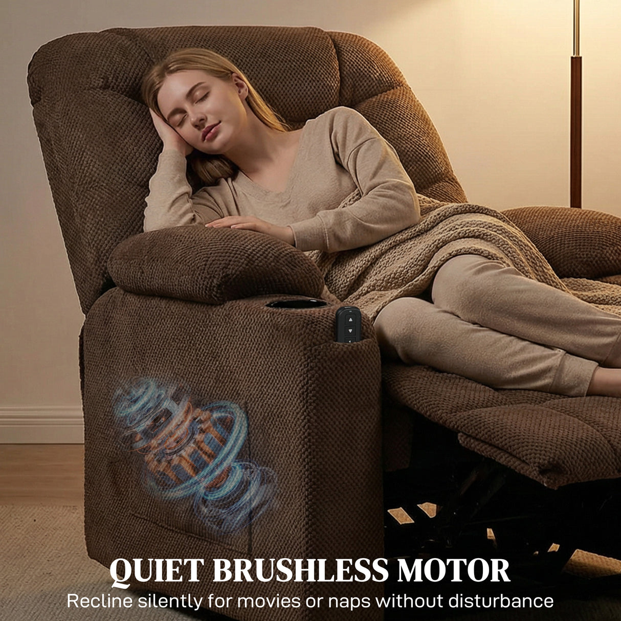 Fleece Fabric Electric Recliner Chair 96cm Wide - Velmora