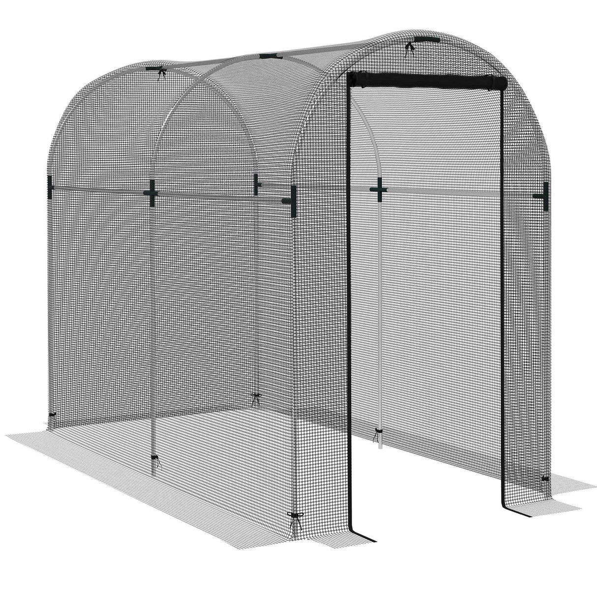 Galvanised Steel Frame Garden Fruit Greenhouse 240cm Length With Zipped Door - Velmora