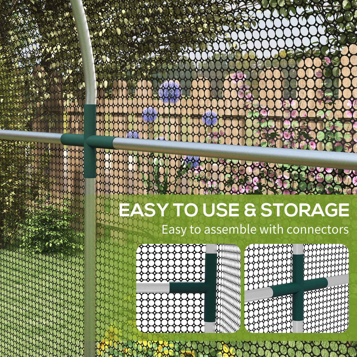 Galvanised Steel Frame Garden Fruit Greenhouse 240cm Length With Zipped Door - Velmora