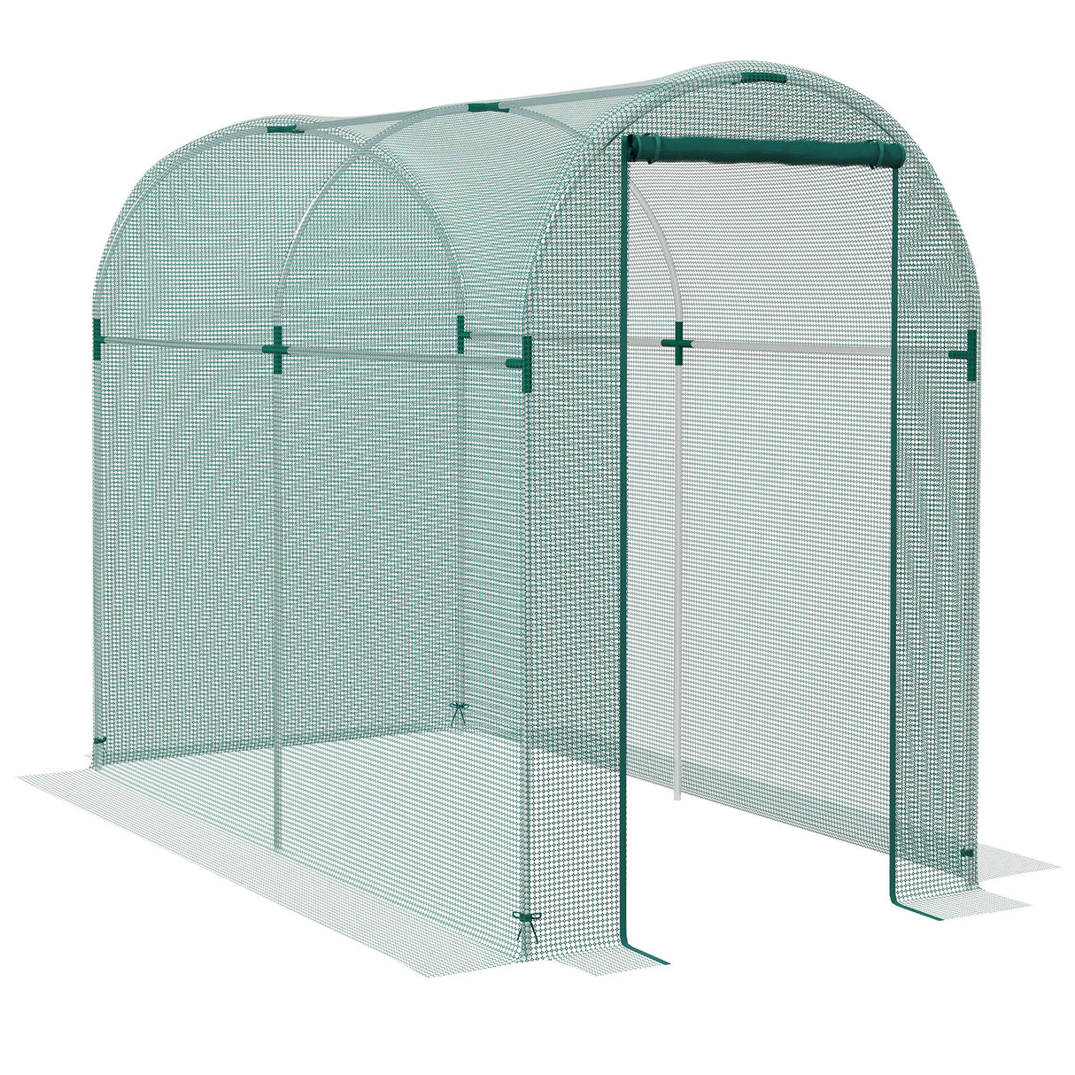 Galvanised Steel Frame Garden Fruit Greenhouse 240cm Length With Zipped Door - Velmora