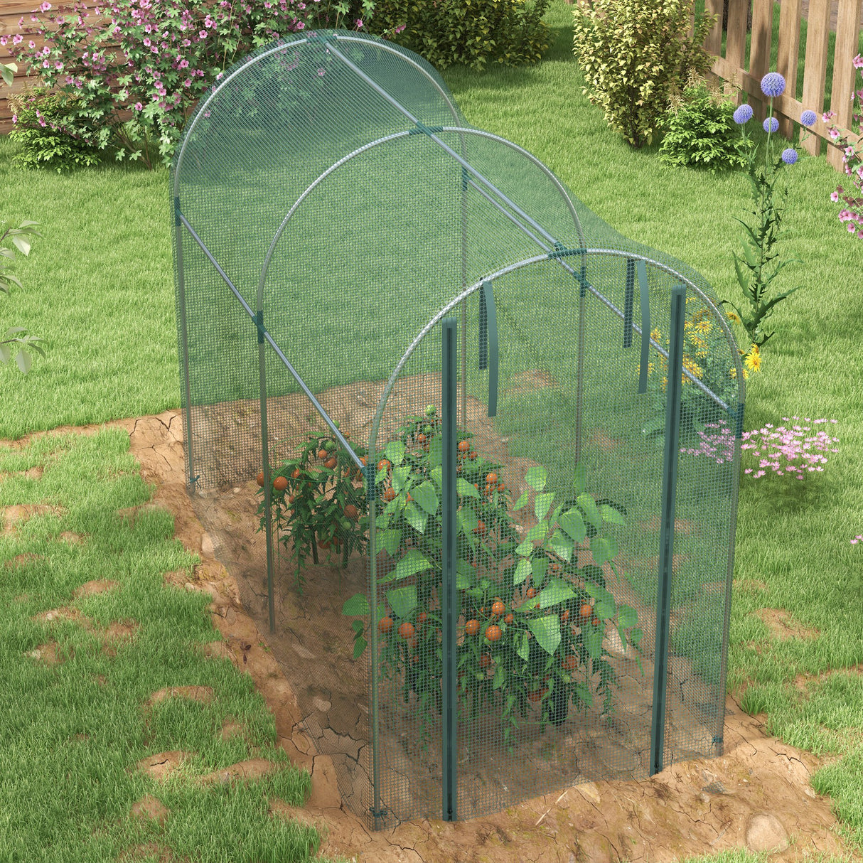 Galvanised Steel Frame Garden Fruit Greenhouse 240cm Length With Zipped Door - Velmora