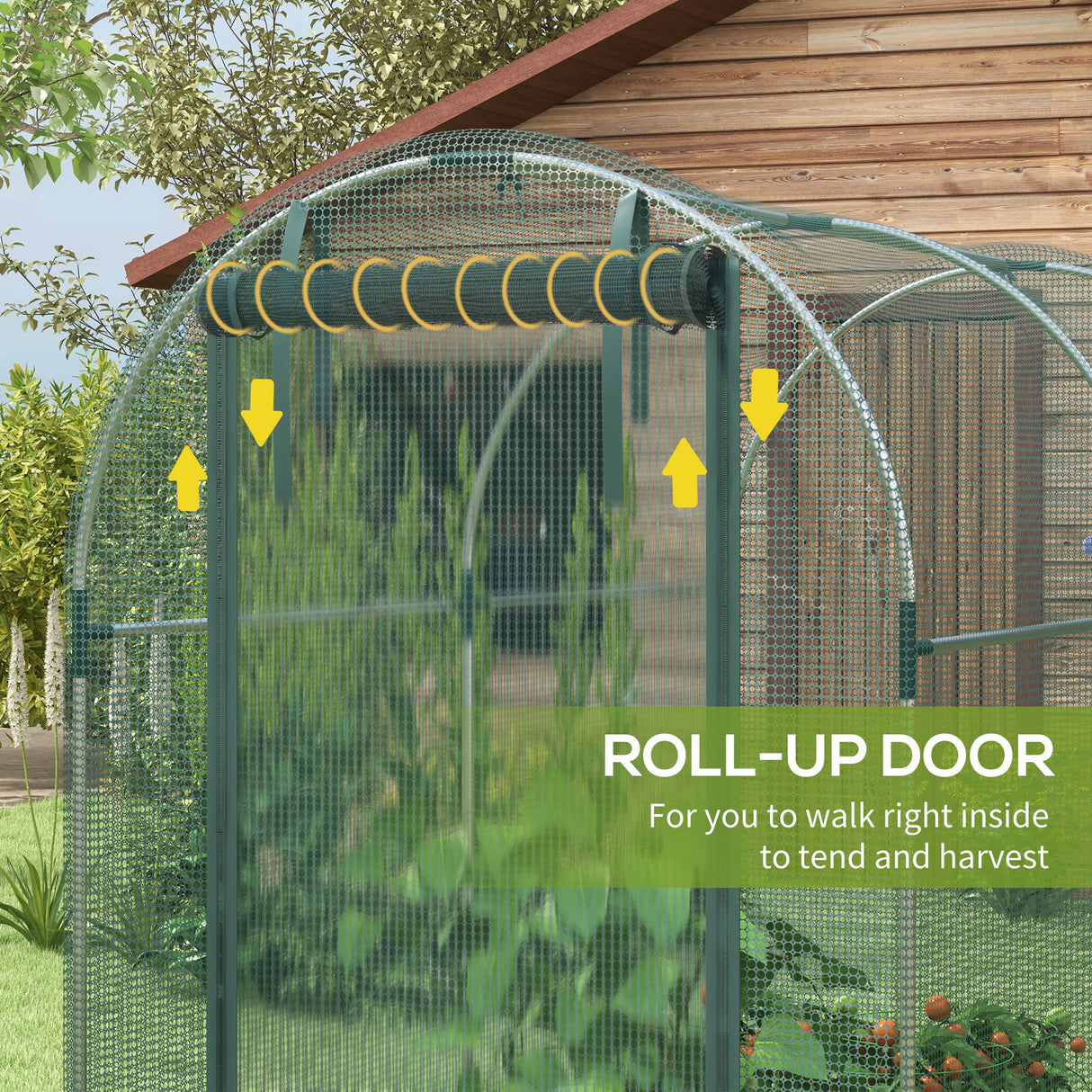 Galvanised Steel Frame Garden Fruit Greenhouse 240cm Length With Zipped Door - Velmora