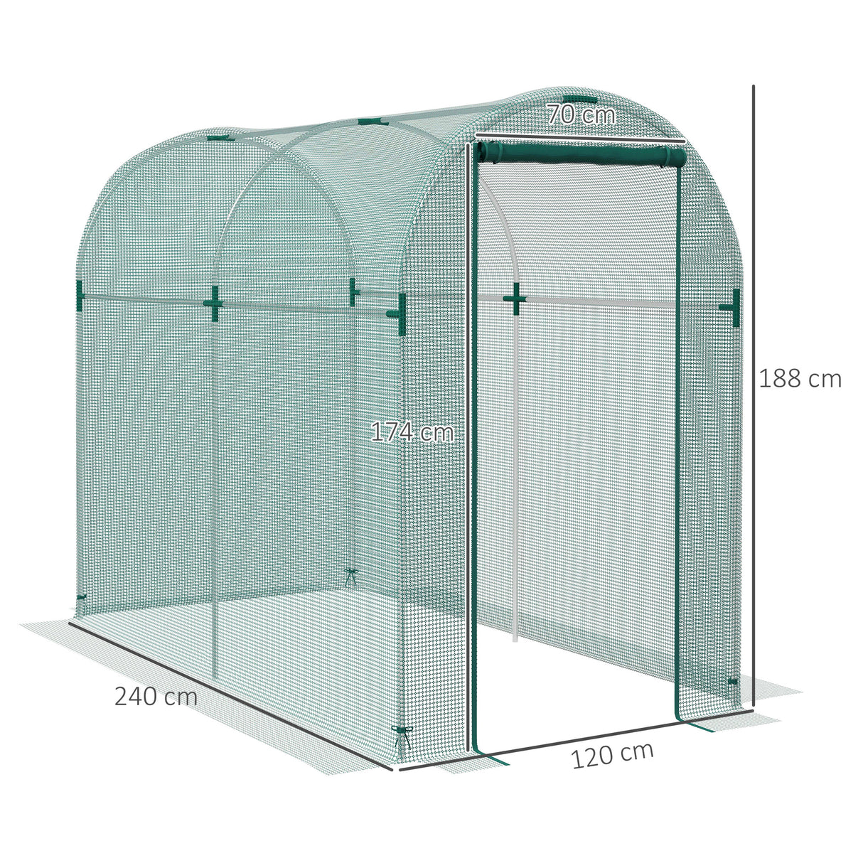 Galvanised Steel Frame Garden Fruit Greenhouse 240cm Length With Zipped Door - Velmora
