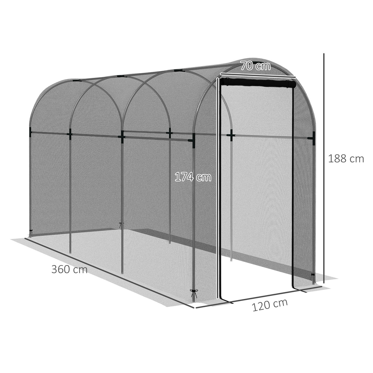 Galvanised Steel Frame Garden Fruit Greenhouse 360cm Length With Zipped Door - Velmora