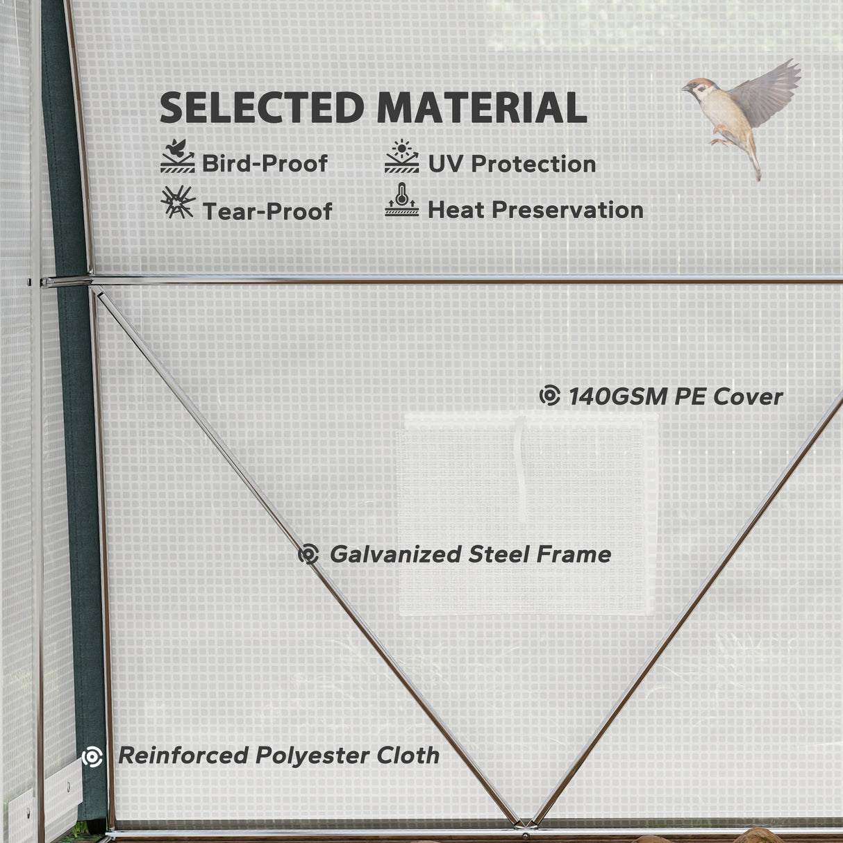 Galvanised Steel Frame Garden Greenhouse 296cm Length - Velmora