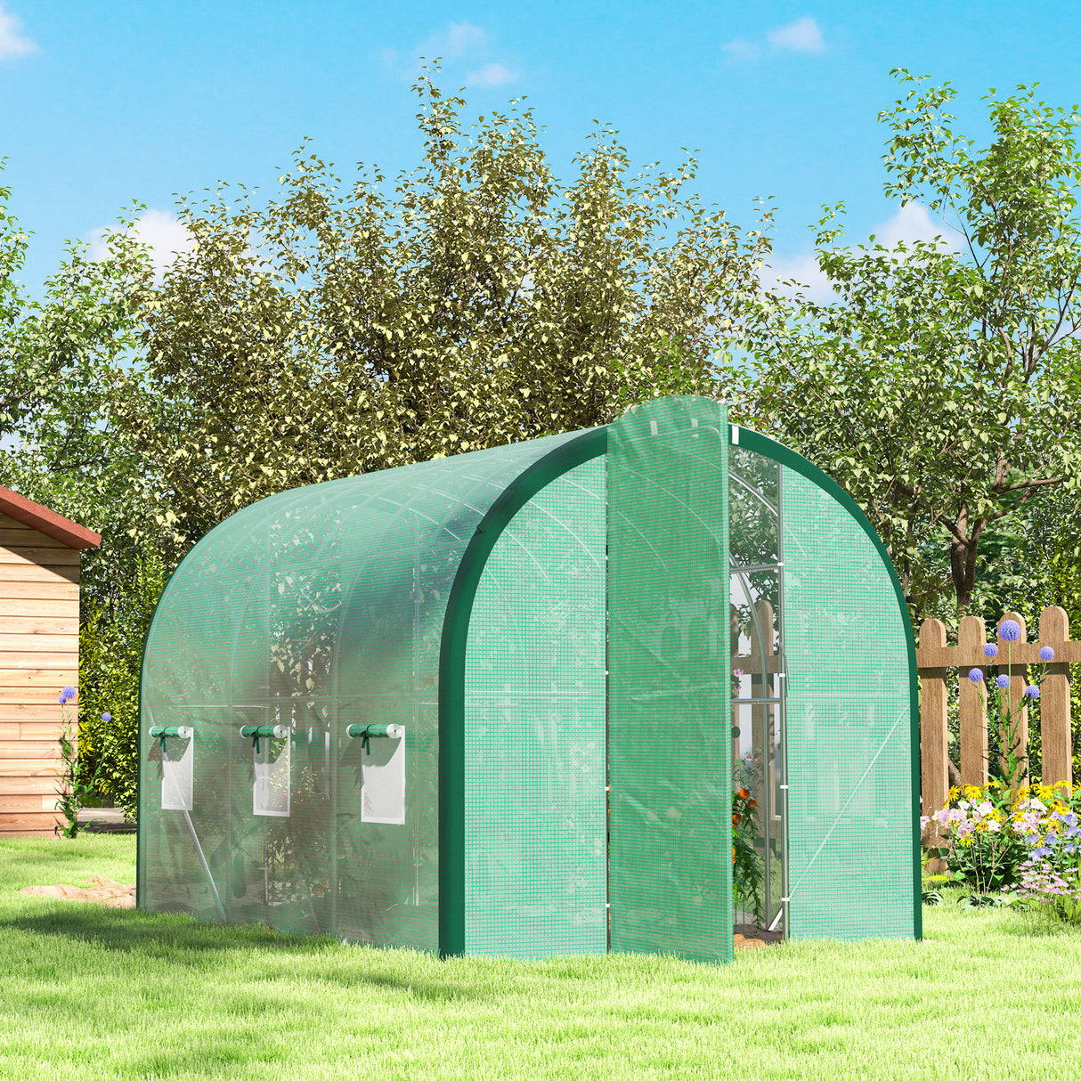 Galvanised Steel Frame Garden Greenhouse 300cm Length - Velmora