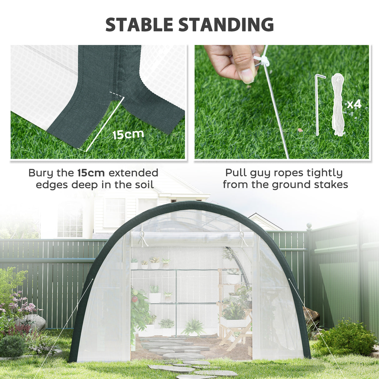 Galvanised Steel Frame Garden Greenhouse 396cm Length - Velmora