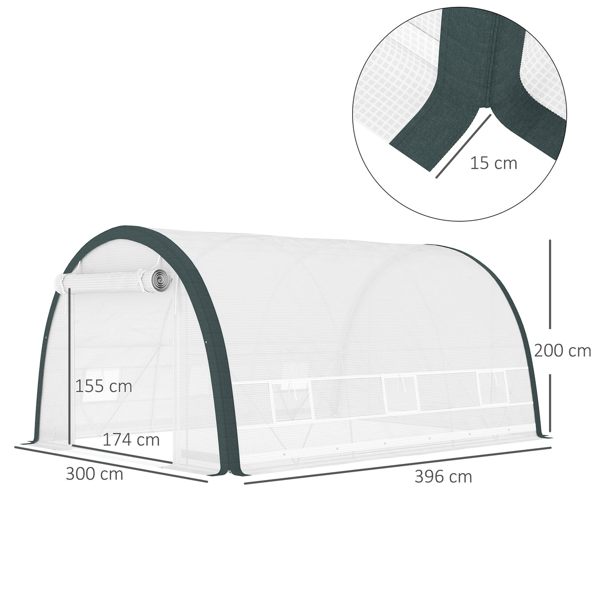 Galvanised Steel Frame Garden Greenhouse 396cm Length - Velmora