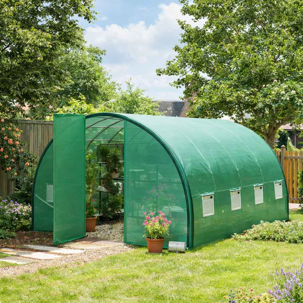 Galvanised Steel Frame Garden Greenhouse 400cm Length - Velmora