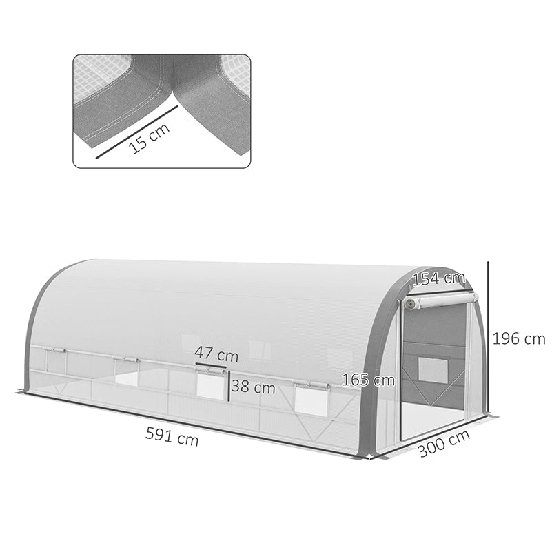 Galvanised Steel Frame Garden Greenhouse 591cm Length - Velmora