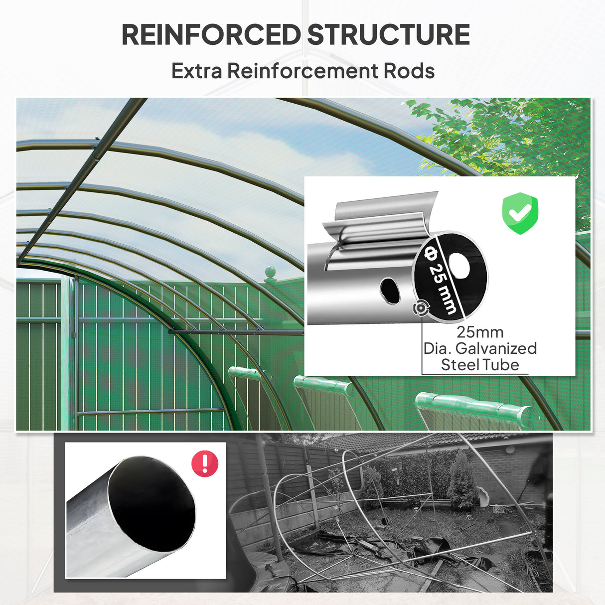Galvanised Steel Frame Garden Greenhouse 600cm Length - Velmora
