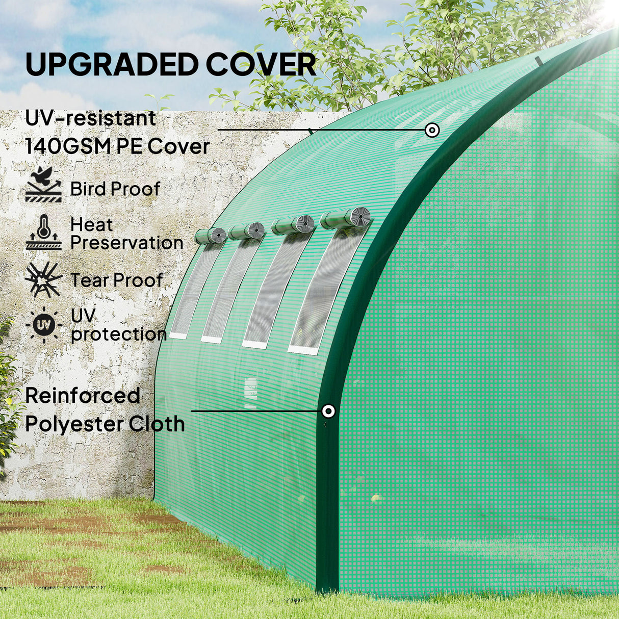 Galvanised Steel Frame Garden Greenhouse 600cm Length - Velmora