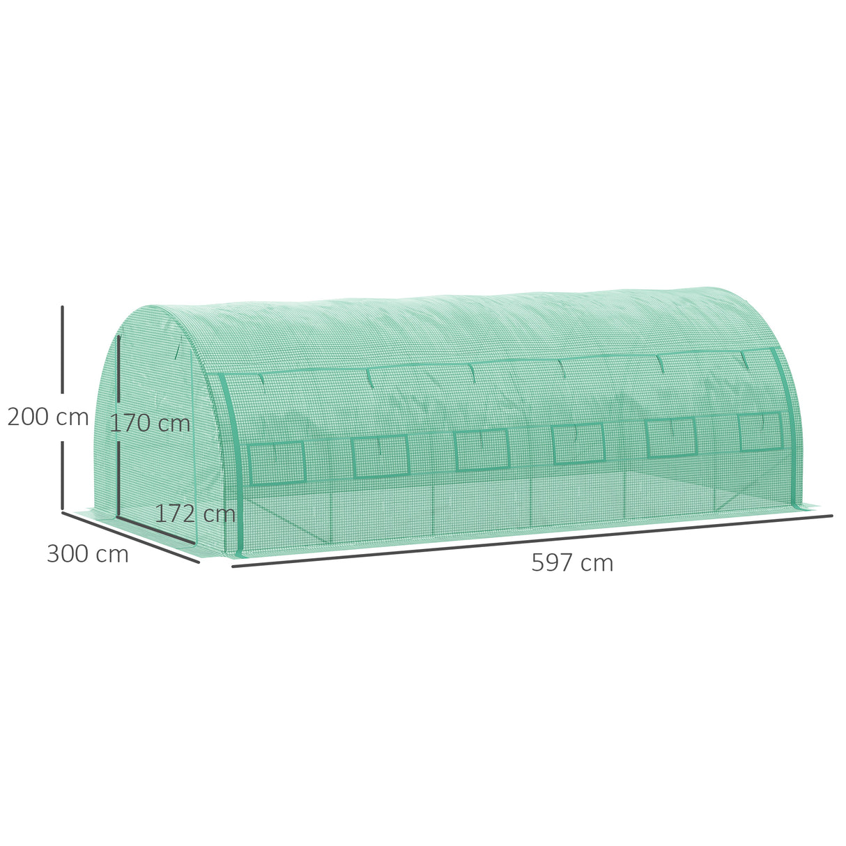 Galvanised Steel Frame Garden Polytunnel Greenhouse With 12 Windows - Velmora