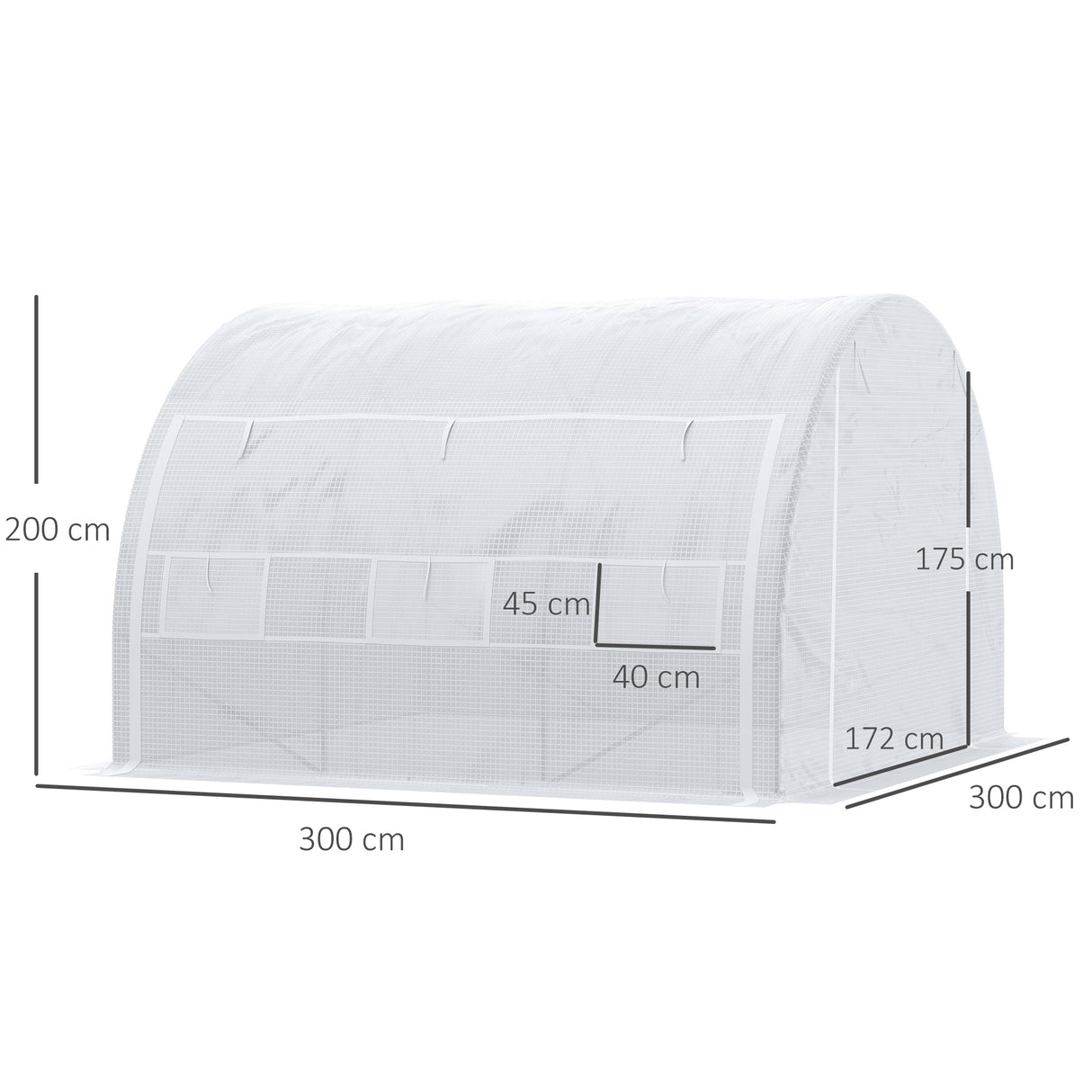 Galvanised Steel Frame Garden Polytunnel Greenhouse With 6 Windows - Velmora