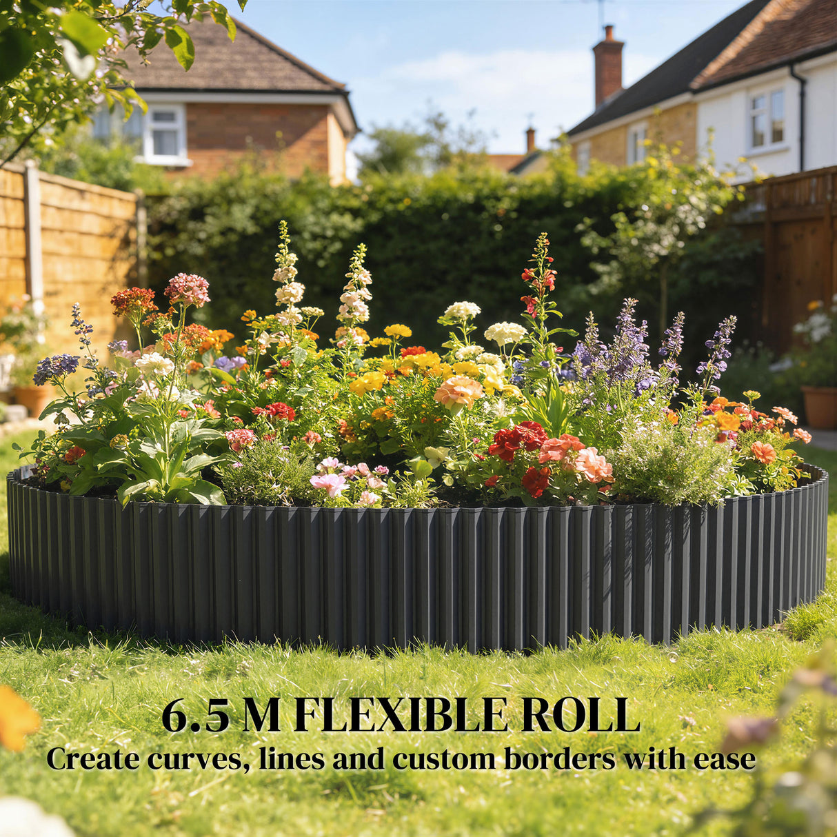 Galvanised Steel Garden Edging Border 650cm Wide - Velmora