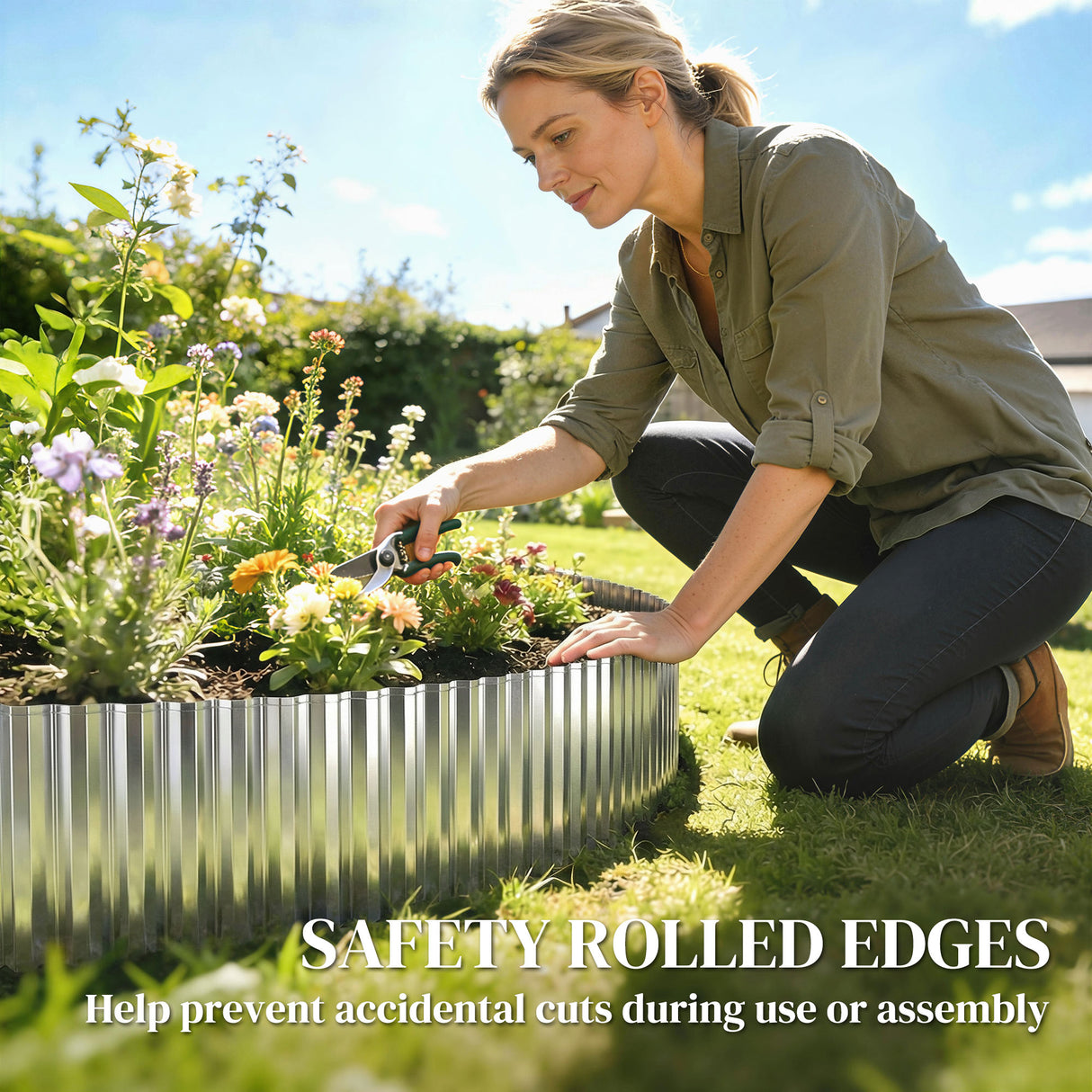 Galvanised Steel Garden Edging Border 650cm Wide - Velmora