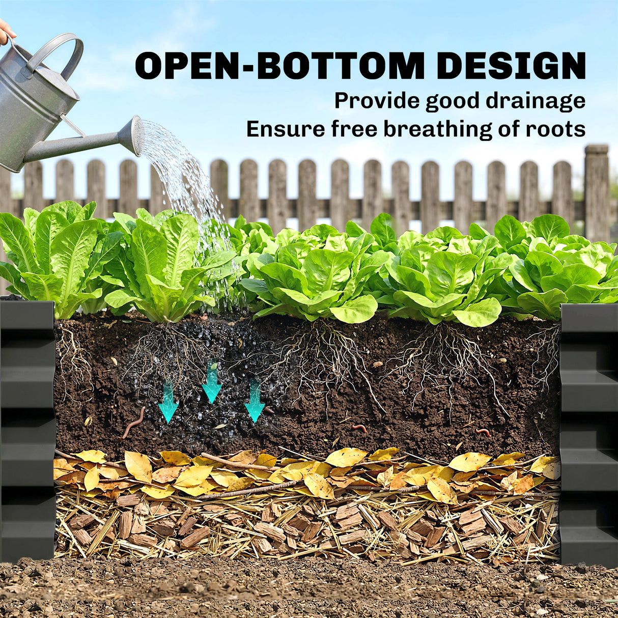 Galvanised Steel Outdoor Garden Planter Box 100cm Wide in Set Of 2 - Velmora