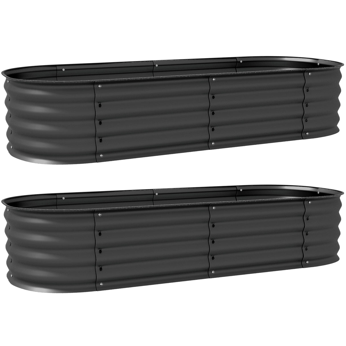 Galvanised Steel Outdoor Garden Planter Box 110cm Diameter in Set Of 2 - Velmora