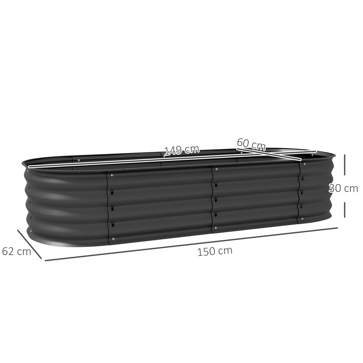 Galvanised Steel Outdoor Garden Planter Box 110cm Diameter in Set Of 2 - Velmora