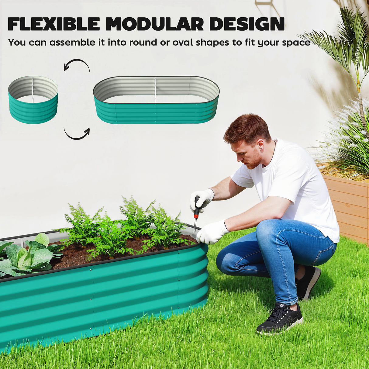 Galvanised Steel Outdoor Garden Planter Box 150cm Wide in Set Of 2 - Velmora