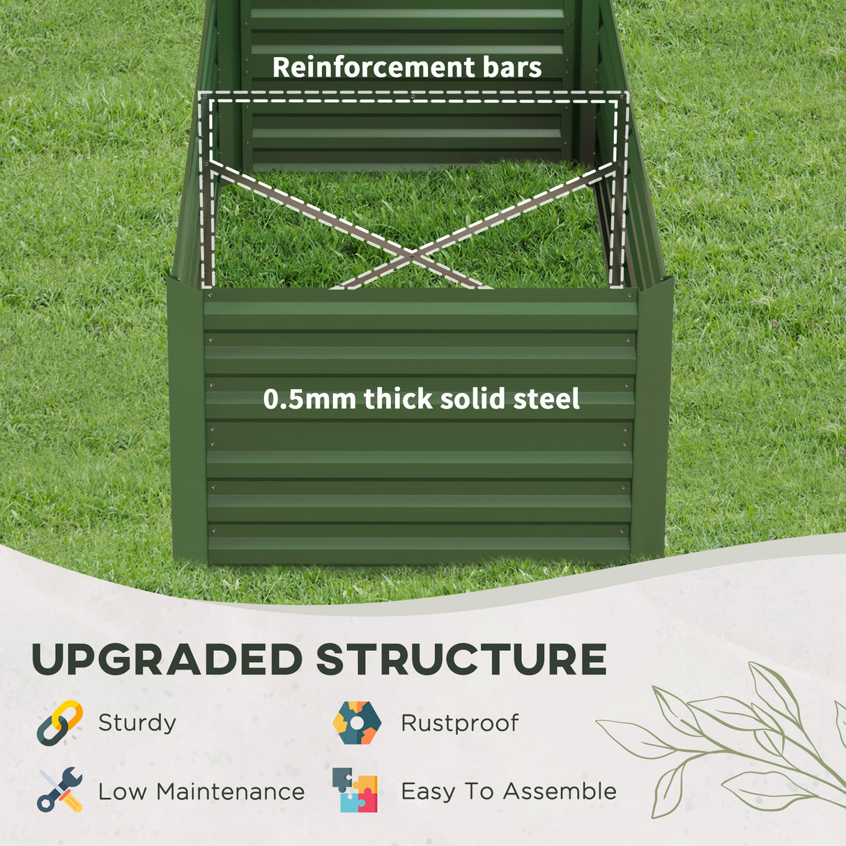 Galvanised Steel Outdoor Garden Planter Box 180cm Wide in Set Of 2 - Velmora