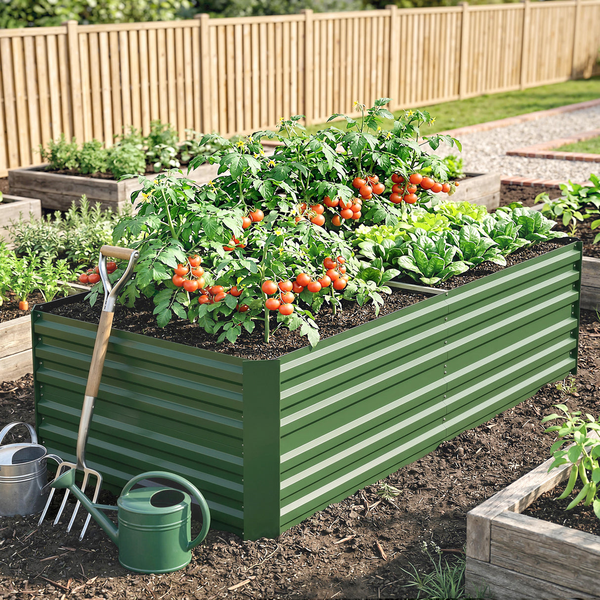 Galvanised Steel Outdoor Garden Planter Box 180cm Wide - Velmora